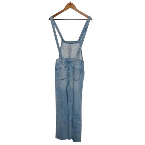 ✨Joe's Jeans Wide Leg Denim Sz XS Overalls Crop Raw Hem Captivate Blue✨ - Picture 7 of 8